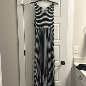 Black and white stripe maxi dress